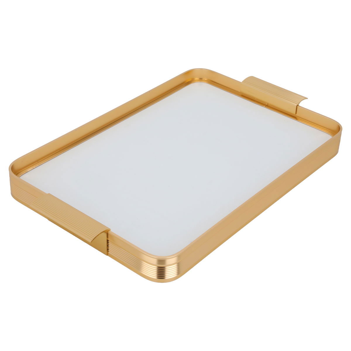 طوفرية استيل السيف غاليري، 25.5×25.5×5.2 سم، مستطيل، بجلد أبيض، بيد - ذهبي product image 2