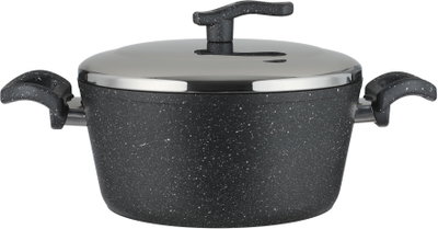 طقم قدور جرانيت مستر كوك، 18 قطعة، غطاء ستانلس ستيل - رمادي غامق product image 3