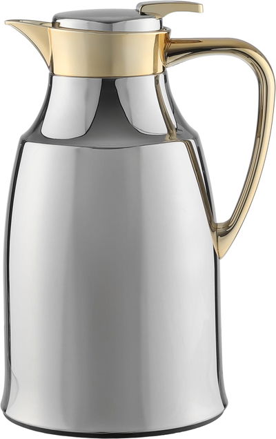 ترمس الدرعية السيف غاليري، 1.3 لتر، حافظة داخلية زجاج حراري، هيكل خارجي استيل - فضي ذهبي product image 1