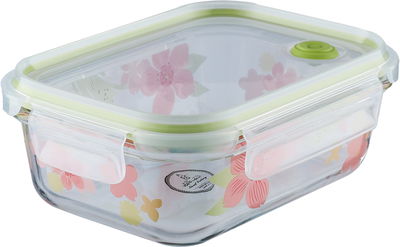 حافظة طعام زجاج السيف غاليري، 17×13×7 سم، 630 مل، غطاء شفاف - شفاف وردي product image 1