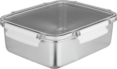 علبة تخزين ستانلس استيل الصحاح، 23x19x8.5 سم، غطاء بلاستيك، قفل - فضي شفاف product image 3