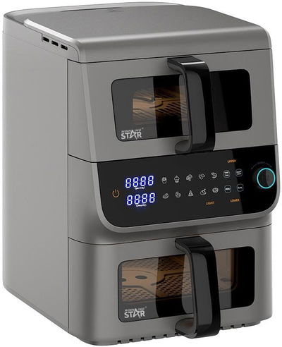 Winning Star ST-9693 Double Air Fryer, 6.5/3.5 Liter, 2500 Watts, Digital - Gray product image 2