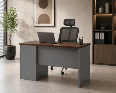 مكتب إداري خشب MDF، 120x60x75 سم - بني غامق رمادي product image 3