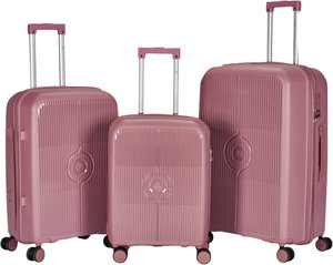 طقم شنط سفر بولي بروبيلين ليمرا، 3 مقاسات، 4 عجلات، بزاوية 360 درجة، LMA-PP527-3PCS - روزجولد product image