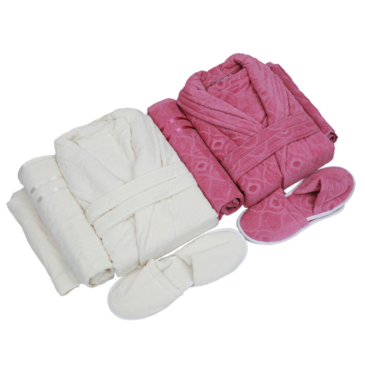 طقم روب حمام قطن مورا، إسباني، 12 قطع - بيج + وردي غامق product image 1