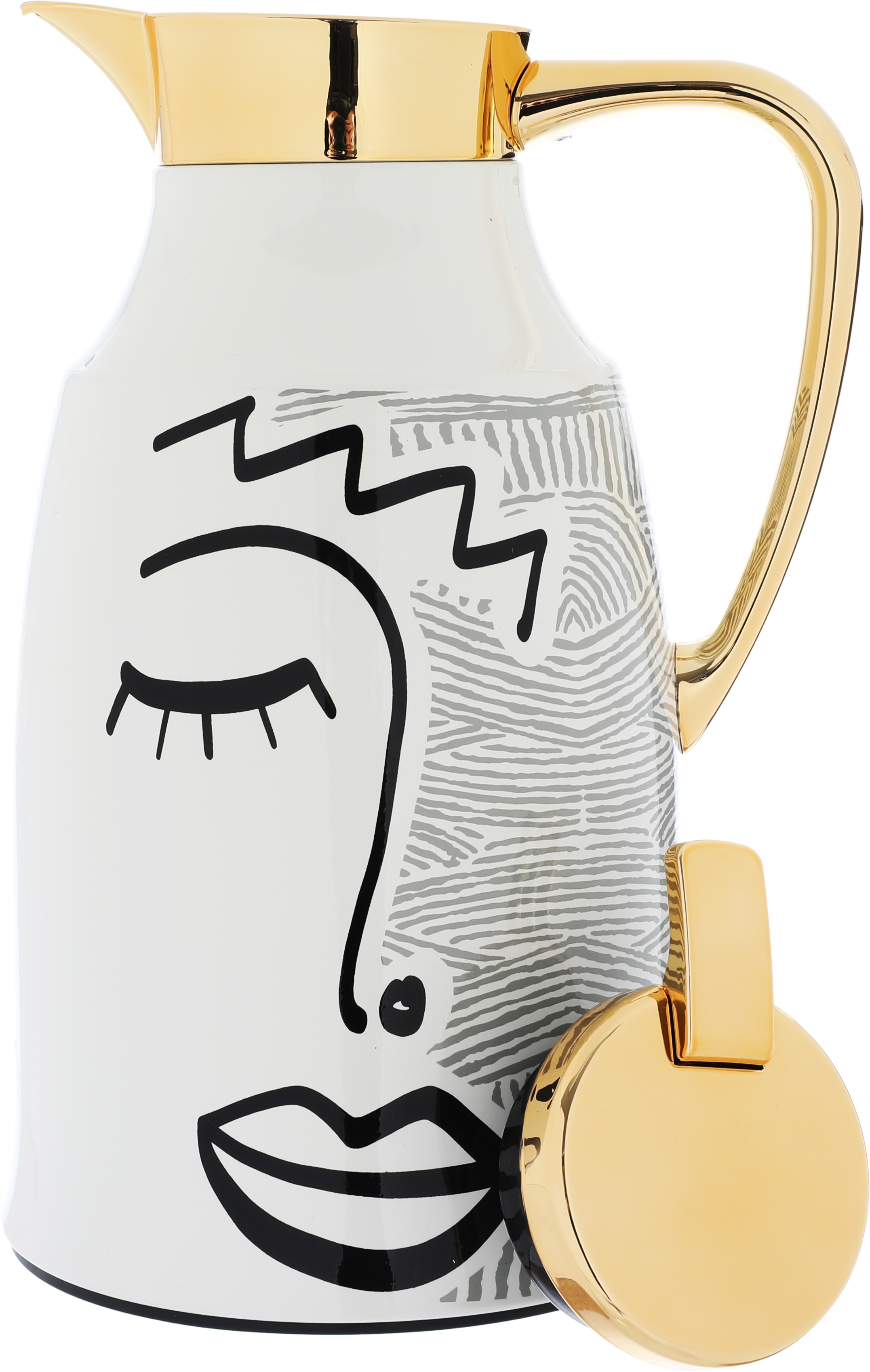 Al Saif Gallery Gemini thermos set, 1/1.3 liter, two pieces, thermal glass inner container, steel outer shell - white product image 5
