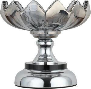 ستاتد تقديم ستانلس ستيل زجاج السيف غاليري، دائري، قاعدة فضي، 15x15x14 سم - فضي شفاف product image 2