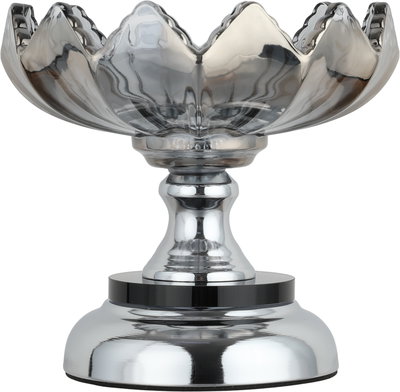 ستاتد تقديم ستانلس ستيل زجاج السيف غاليري، دائري، قاعدة فضي، 15x15x14 سم - فضي شفاف product image 2