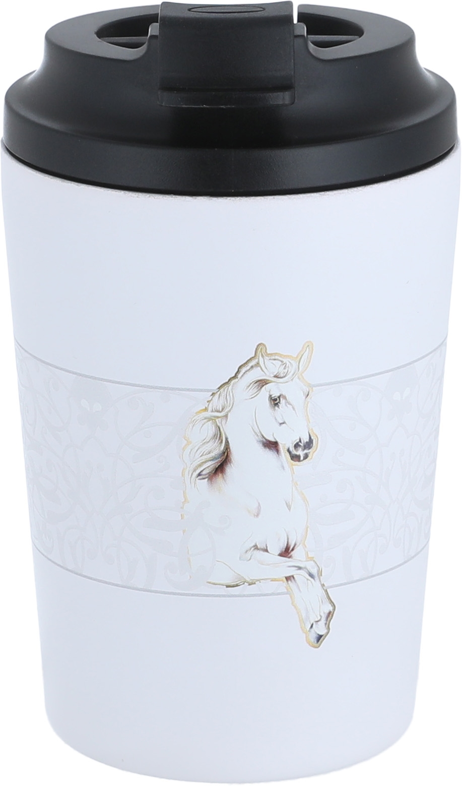 Al Saif Gallery Steel Horse Print Thermos Mug, 240 ml, 8 oz - White product image 1