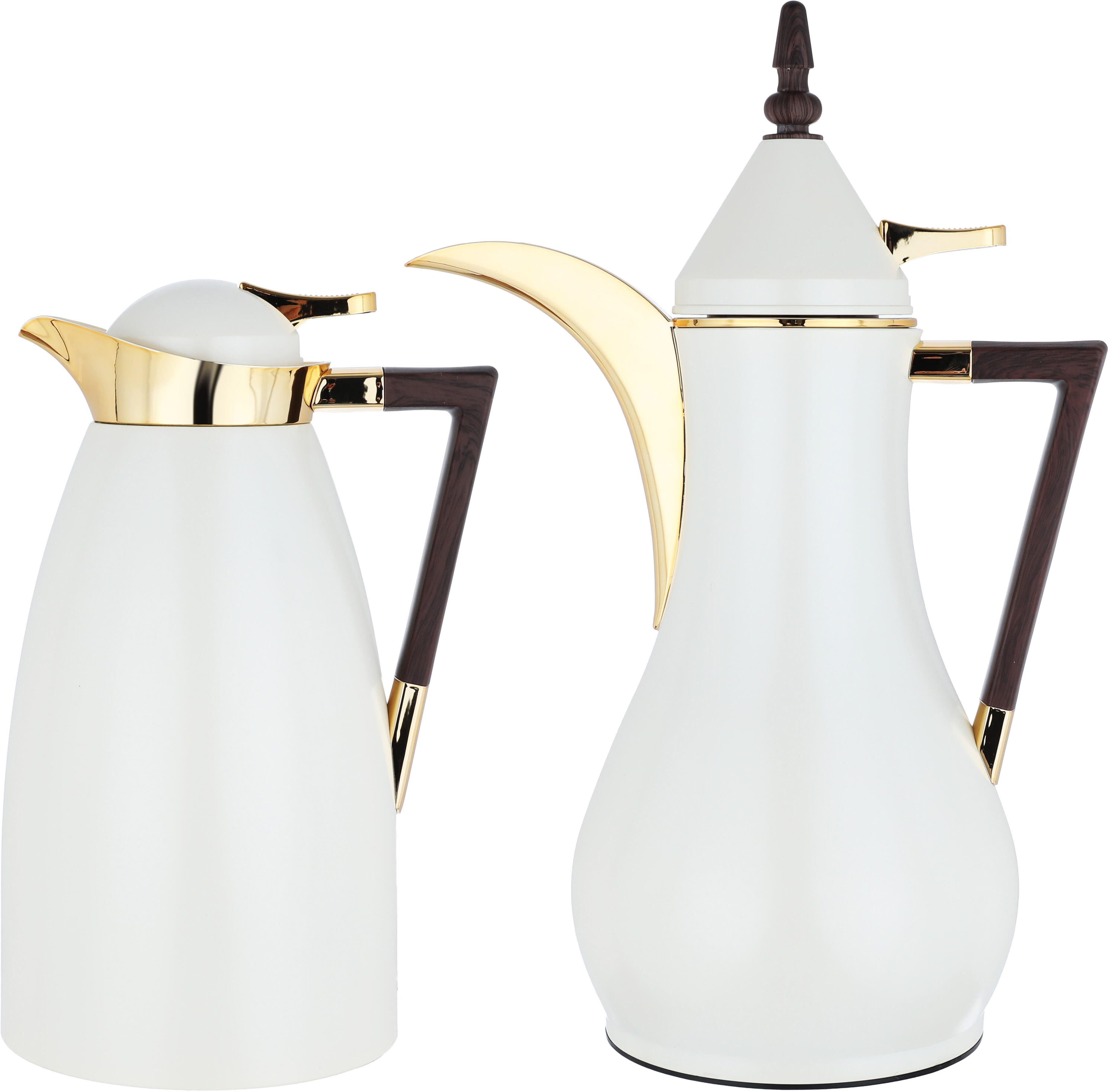 Al Saif Gallery thermos set, 2 pieces, 1 liter, glass inner shell, plastic outer shell - pearl product image 1