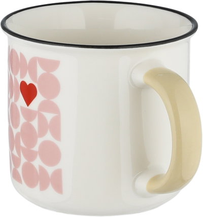 Al Saif Gallery Porcelain Mug, 350ml, Heart Pattern with Black Rim - White Pink product image 3
