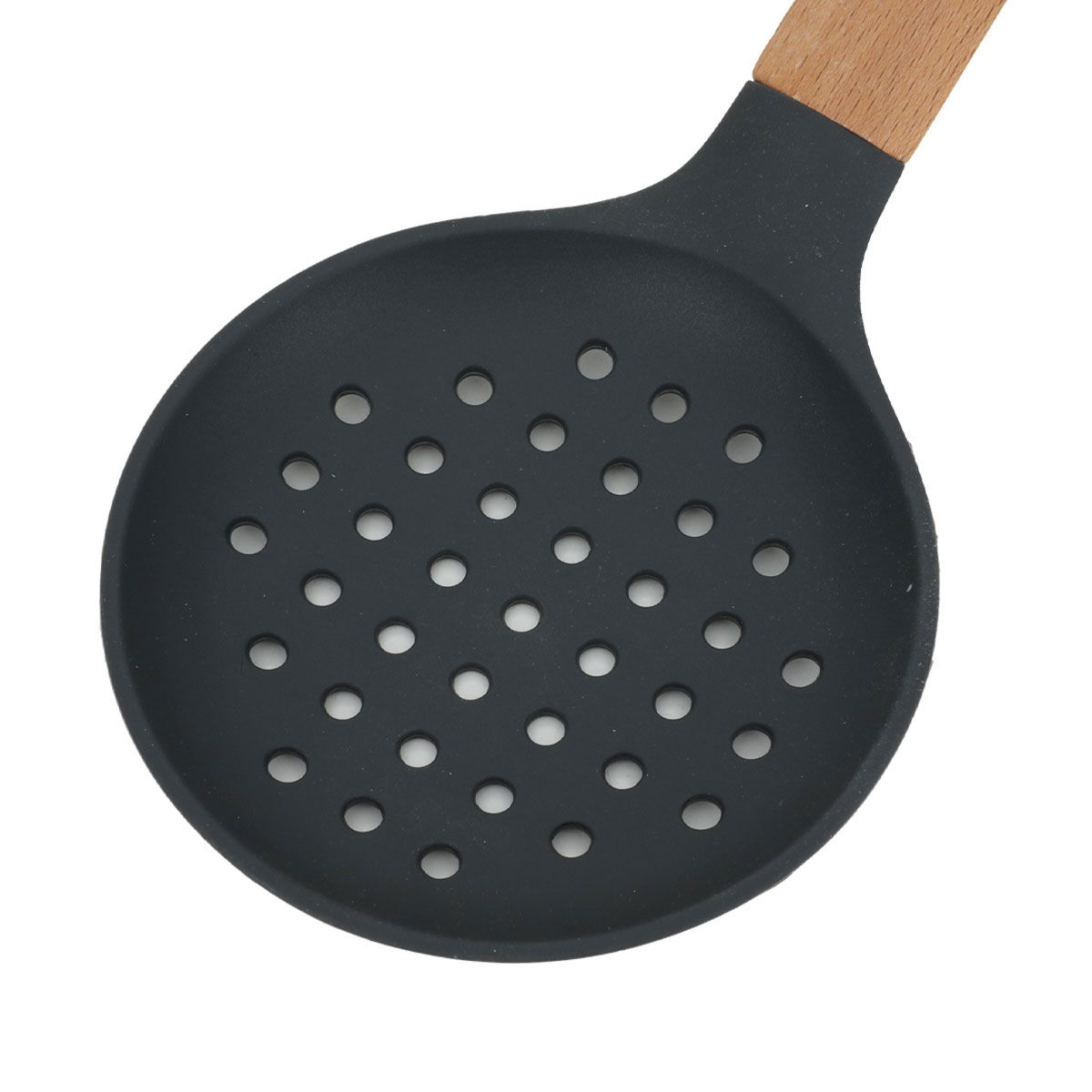 ملعقة غرف سيليكون السيف غاليري، مخرم، يد خشب - أسود product image 3