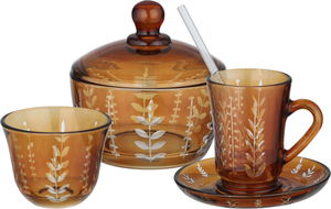 Al Saif Gallery Glass Sugar Cup Serving Set, 11cm, 26 Pieces, Floral Pattern - Transparent Gold product image