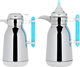 Al Saif Gallery Shahad thermos set, 1/1 liter, two pieces, thermal glass inner container, steel outer shell - `Silver product image 1