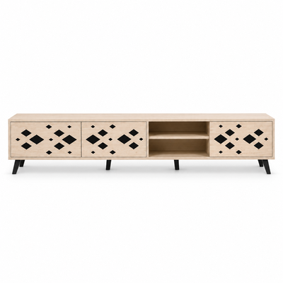 طاولة تلفزيون ريفانا ، 40×200×45 سم، خشب MDF، أدراج - بيج خشبي أسود product image 2