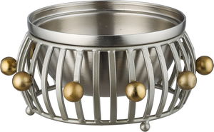 Al Saif Gallery Date tray with stainless steel lid, 14x14x13 cm, round, base - silver gold product image 2