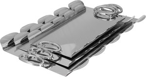 طقم طوفريات تقديم ستانلس ستيل، 3 قطع، منقوش، مقبض معدني - فضي product image 2