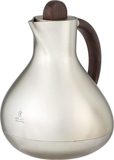 Al Saif Gallery Layal Thermos Set, 0.6/0.9 Liter, 2 Pieces, Glass Interior, Plastic Exterior, Wooden Handle, Push Button - Wooden Silver product image 8