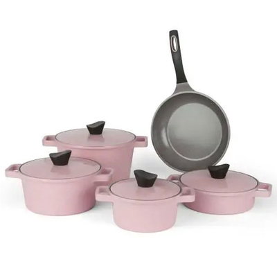 Tornado Granite Cookware Set, 9 Pieces, 20 / 24 / 24 / 28 / (28) cm, Korean - Pink product image 2