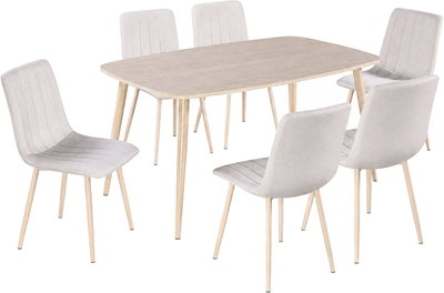 طاولة طعام خشب MDF مع 6 كراسي، 90×150×75 سم - بيج product image 3