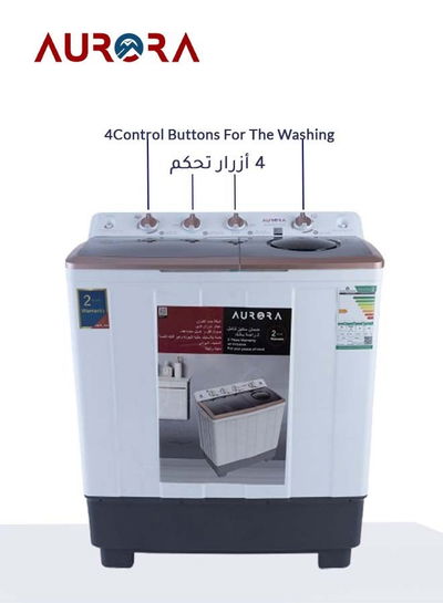 Aurora AR-11TTH Semi-Automatic Washing Machine, 10 kg, Twin Tub, 1100 RPM - White product image 3