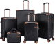 طقم شنط سفر ABS ليمرا، 5 مقاسات، 4 عجلات، زاويه 360 درجة، LMA-16090 - أسود product image 1