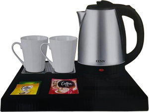 طقم غلاية كهربائية مع 2 كوب دينكس، 1500 واط، 1.8 لتر، DX2098 - فضي اسود product image