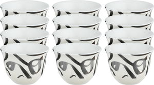 طقم فناجين قهوة سعودي بورسلان السيف غاليري، 12 قطعة - أبيض فضي product image