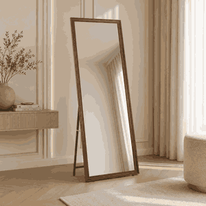 مراية ستاند زجاج، 180×70 سم، ستاند معدن - بني product image