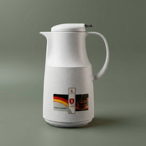 Al-Rhine thermos, 1 liter, compressor, thermal glass inner container, plastic outer shell - white product image