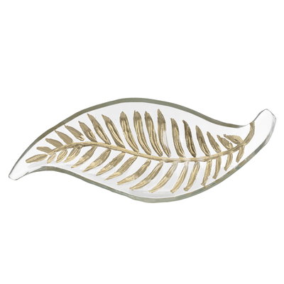Al Saif Gallery Glass Serving Plate, Leaf - Transparent Gold product image 3