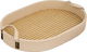 Al Saif Gallery wooden serving tray, 37x27x4.5 cm, oval, with handles - beige brown product image 2