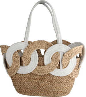 شنطة ترامس خوص السيف غاليري، 45x27 سم - بيج ابيض product image