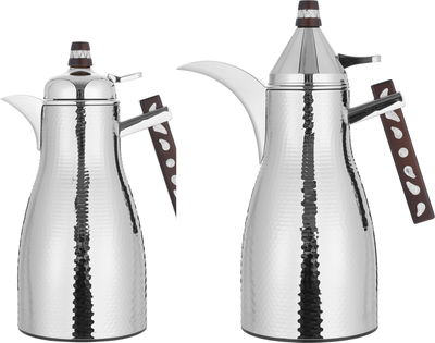 Al Saif Gallery Maimouna thermos set, two pieces, 1/1 liter, thermal glass inner container, steel outer shell - silver product image 1