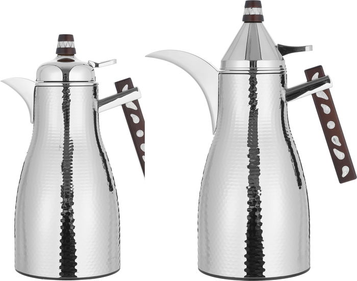 Al Saif Gallery Maimouna thermos set, two pieces, 1/1 liter, thermal glass inner container, steel outer shell - silver product image 1