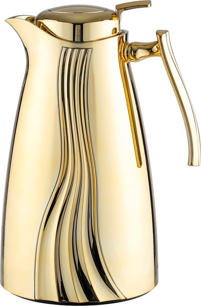 Al Saif Gallery Karma thermos set, 1 liter, 2 pieces, thermal glass inner shell, plastic outer shell - gold product image 5