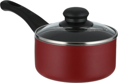 كسرولة تيفلون مستر كوك، 14 سم، يد اسود، غطاء زجاج - احمر product image 6