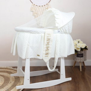 سرير موسى قطن فان مومنت، 76×42×76 سم، حامل هزاز - ابيض بيج product image