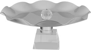 Al Saif Gallery Stainless Steel Serving Stand, 27.7x27.7x12 cm, Transparent Square Base - Transparent Silver product image