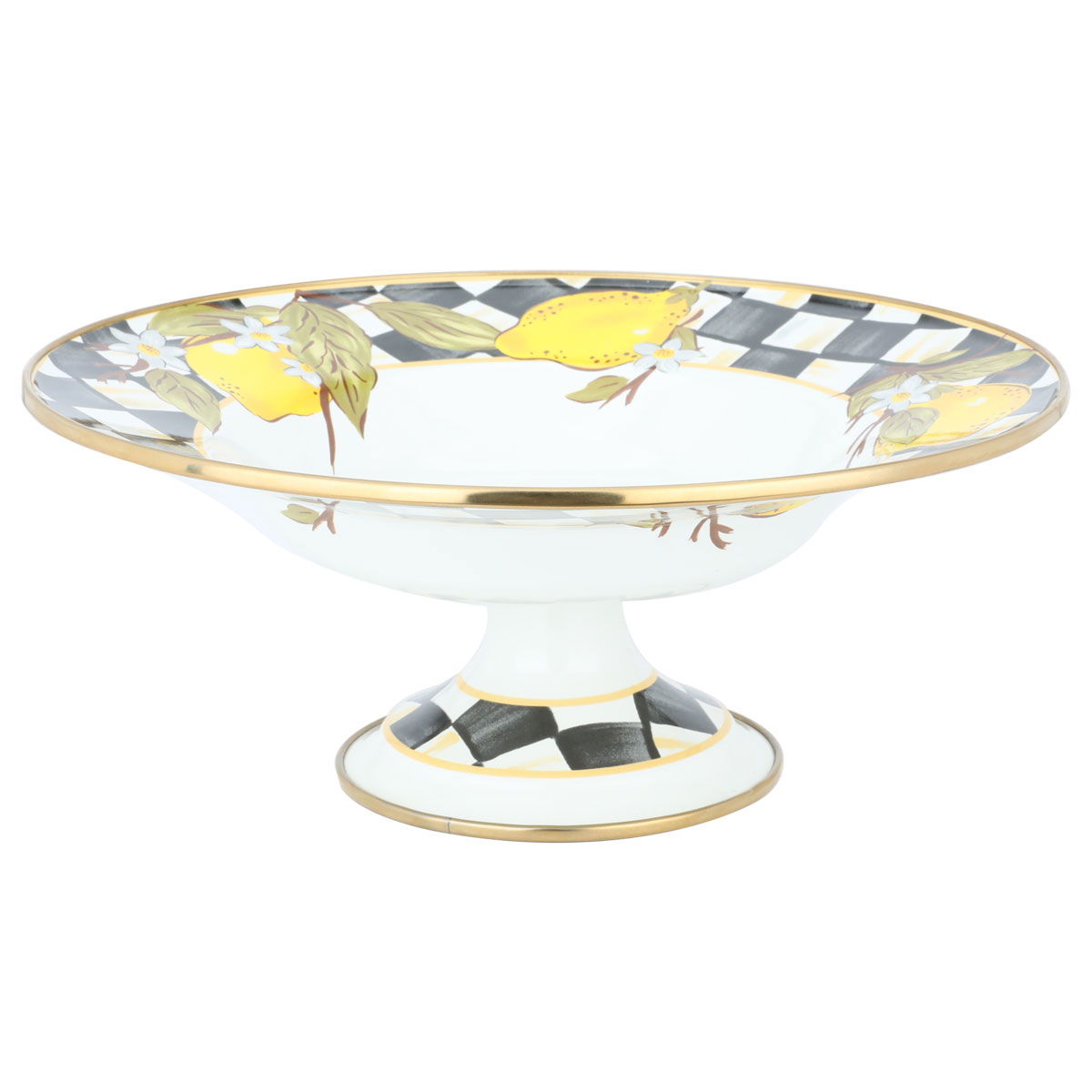 Steel Al Saif Gallery serving plate, 30 cm, lemon pattern, with base - white product image