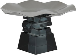 ستاند تقديم ستانلس استيل السيف غاليري، 17x17x11 سم، قاعدة مربع زجاج - أسود شفاف product image