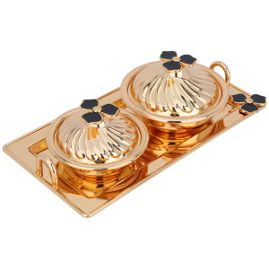 طقم طوفرية استيل السيف غاليري، 2 تمرية، غطاء، 3 قطع - ذهبي product image