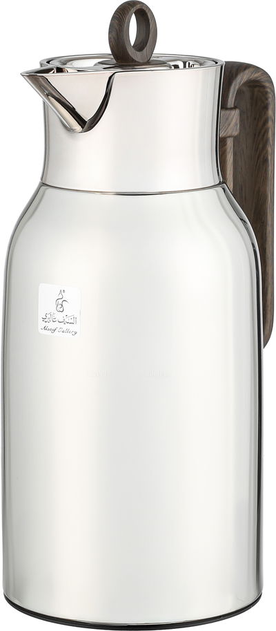 طقم ترامس الدرة السيف غاليري، 1 / 1 لتر، 2 قطعة، حافظة داخلية زجاج، ضغاط، يد خشبي - فضي لامع product image 3