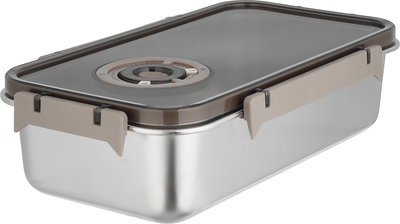 طقم علب تخزين ستانلس استيل، 3 قطع، غطاء بلاستيك، قفل - فضي بني product image 8