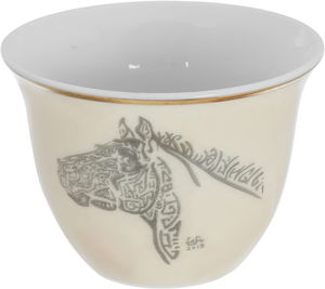 Al Saif Gallery Arabic coffee cups set, 12 pieces, 90 ml, horse pattern - beige product image 3
