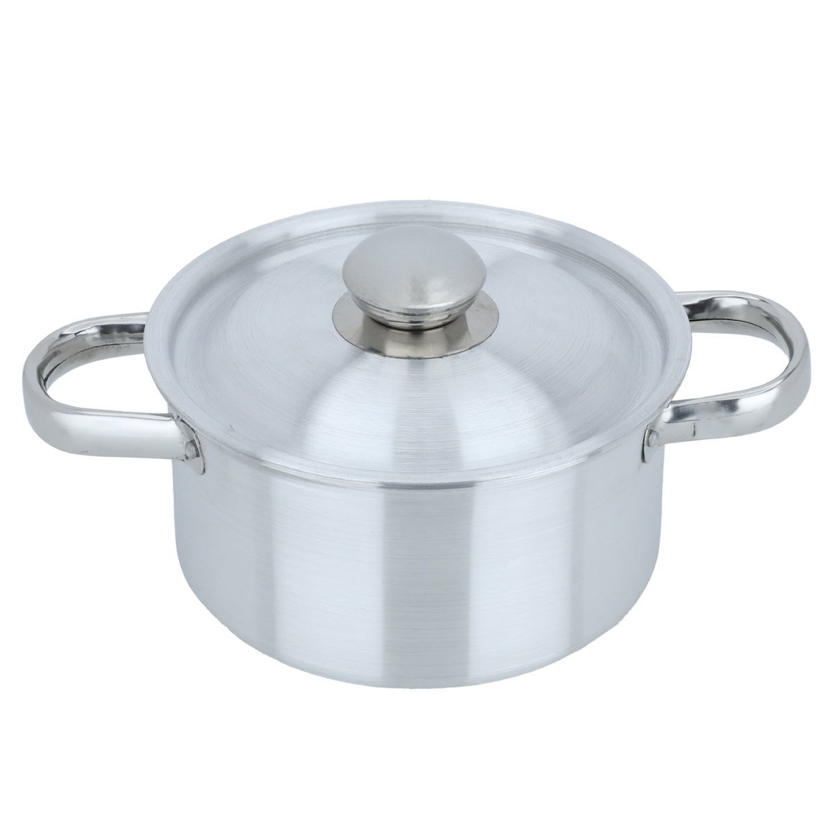 Robust aluminum pot with lid and handles, 18 cm, round - silver product image 2