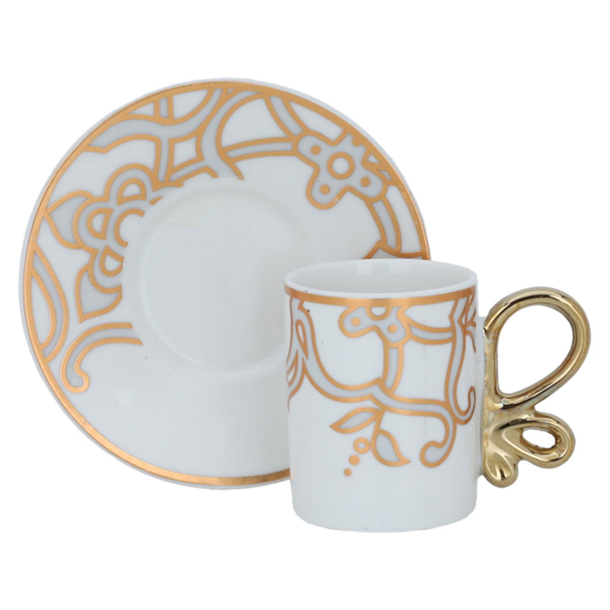 Al Saif Gallery coffee cups and saucers set, porcelain, 12 pieces - white product image