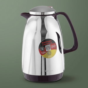 Rotpunkt Thermos, 1 liter, glass interior, burgundy handle - silver product image
