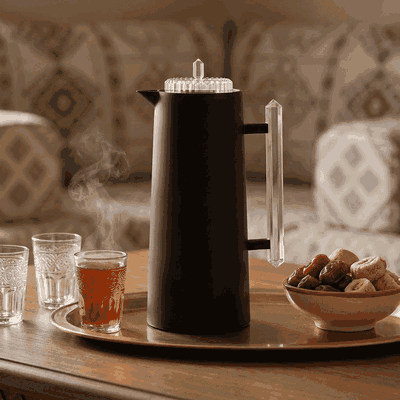 Glory Lean Thermos, 1 Liter, Glass Inner Container, Push Button, Transparent Handle - Black product image 6