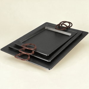 طقم صواني تقديم استيل الجهوري، 3 قطع - اسود لامع product image